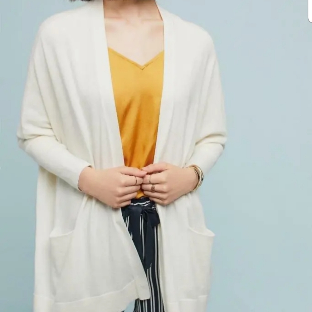 Used Moth by Anthropologie ivory Jersey Cardigan size M/L.